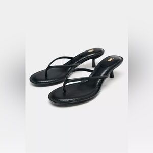 Zara Black Kitten Heel Sandals